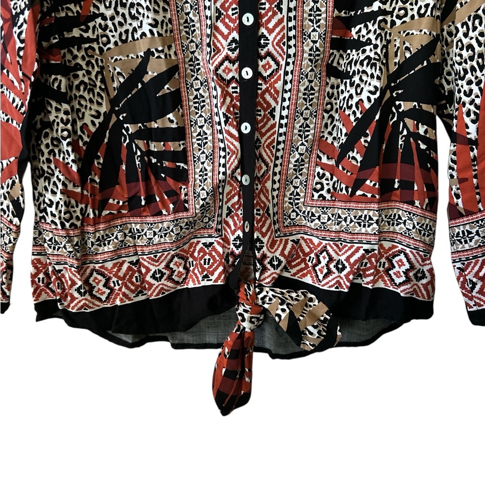 Ruby Rd. Mob Wife Animal Print Button Down Blouse Women’s Medium Petite - Picture 3 of 6